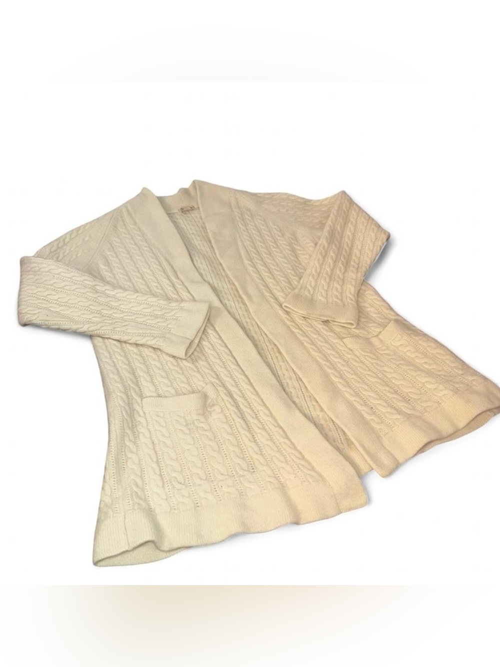 Malo Cream Cable-Knit Open Cardigan